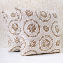 Load image into Gallery viewer, Pair of Laurel Raisin Pillows