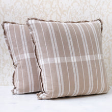 Load image into Gallery viewer, Pair of Linen Check Natural Pillows