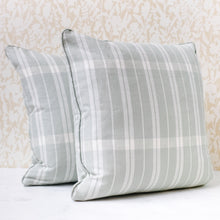 Load image into Gallery viewer, Pair of Linen Check Robin's Egg Pillows
