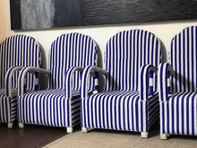 Load image into Gallery viewer, Blue and White Striped Beaded Chair