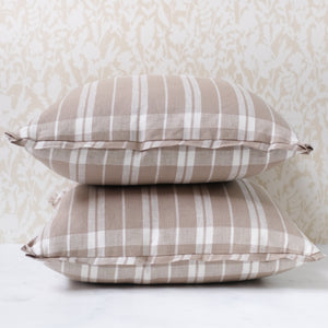Pair of Linen Check Natural Pillows