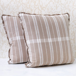 Pair of Linen Check Natural Pillows