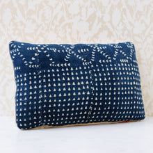 Load image into Gallery viewer, African Indigo Triangles Pillow
