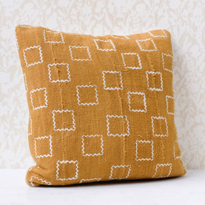 African Mud Cloth Orange Pillow