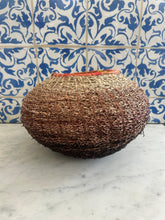 Load image into Gallery viewer, Date Palm Basket Brown Ombre w orange rim- Christine Adcock Large
