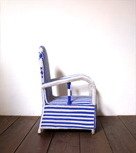 Load image into Gallery viewer, Blue and White Striped Beaded Chair
